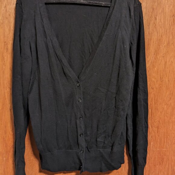 Faded Glory Black Button-Up Cardigan, Size L - Picture 1 of 6